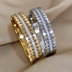 Stainless Steel Bangle with Zircon Accents