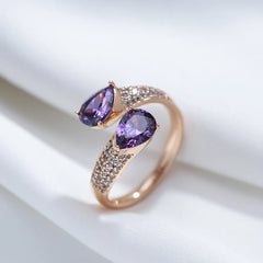 Vintage Luxury Purple Natural Zircon Open Ring