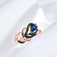 Vintage Luxury Blue Natural Zircon Ring for Women