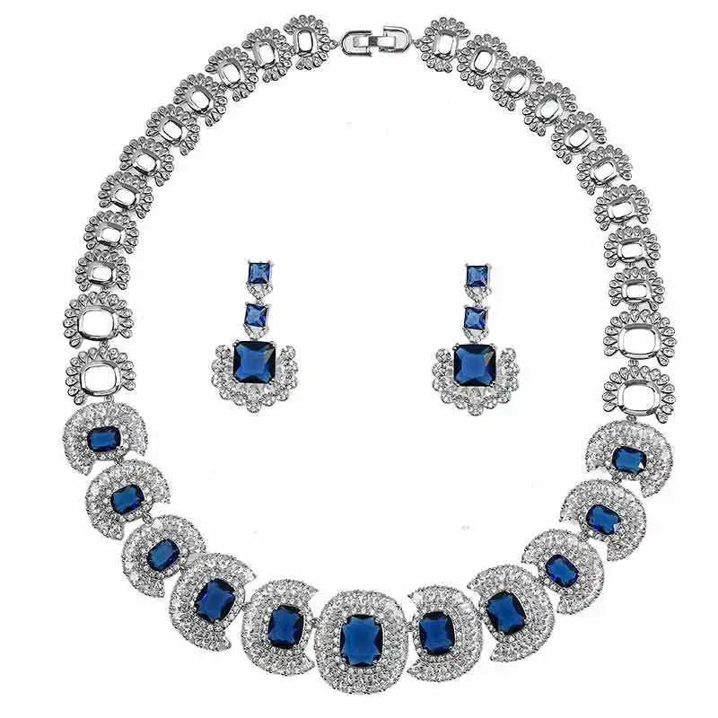 Circle Link Choker with Royal Blue Cubic Zirconia