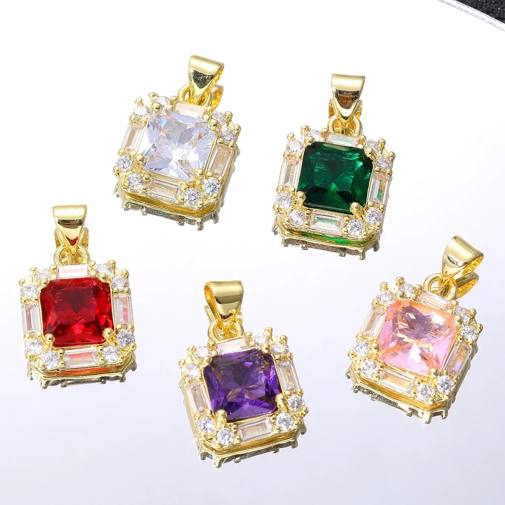 Juya Handmade Luxury 18K Gold Plated Cubic Zirconia Cube Charms