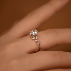 1 Carat Leaf Moissanite Engagement Ring for Women