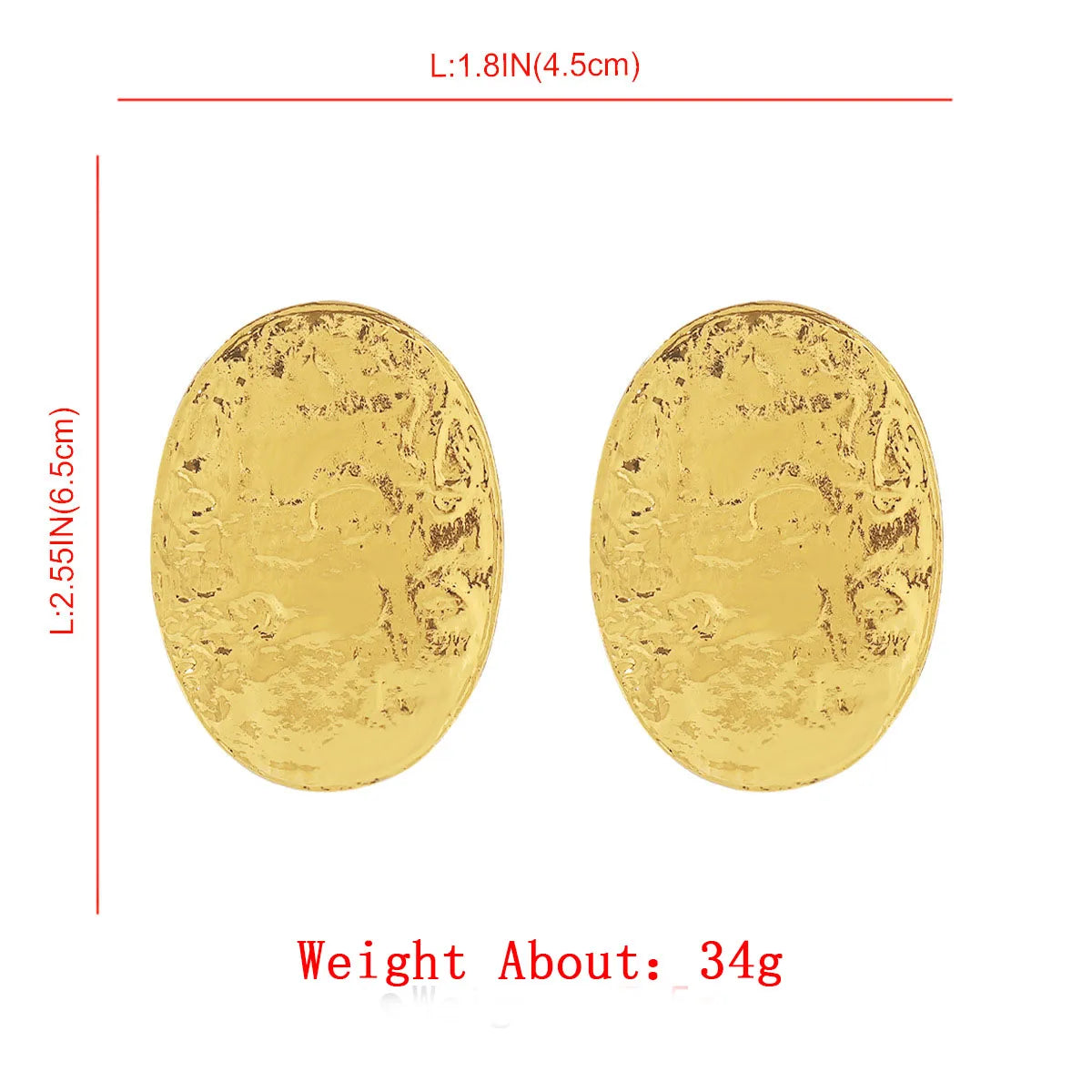 Exquisite Gold-Colored Oval Stud Earrings for Women