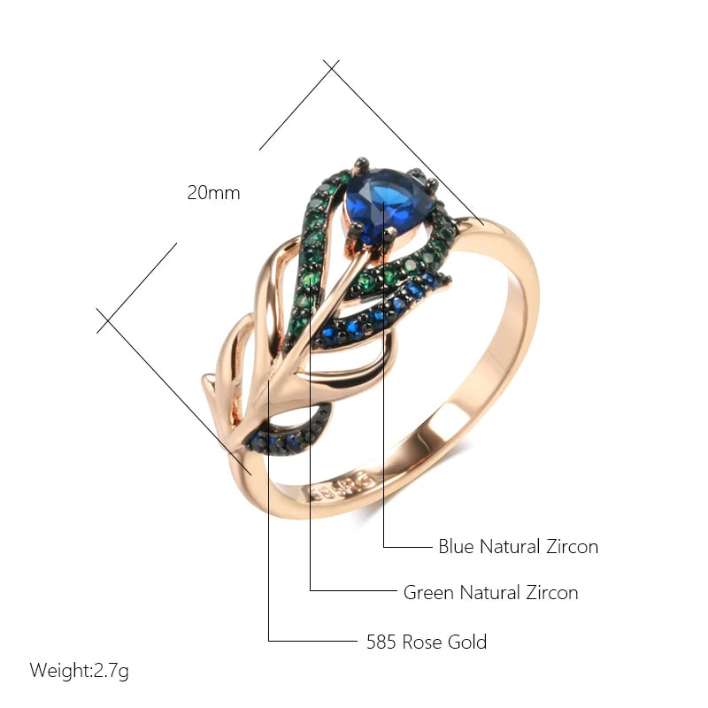 Vintage Luxury Blue Natural Zircon Ring for Women