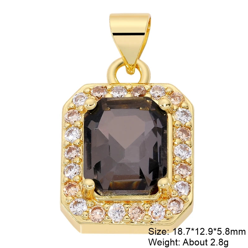 40875602411585Juya Handmade Luxury 18K Gold Plated Cubic Zirconia Cube Charms