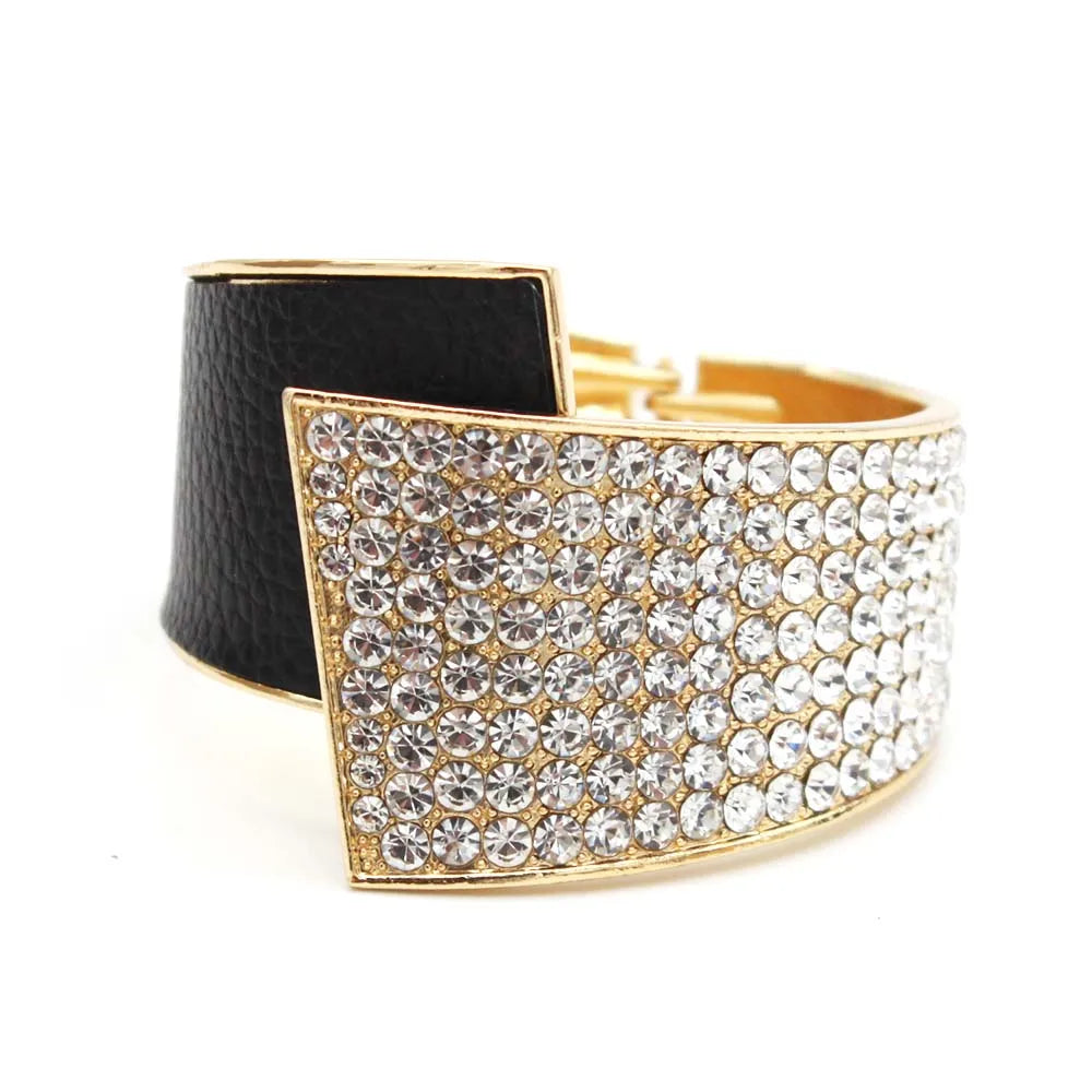 Chic Geometric Crystal Cuff Bracelet