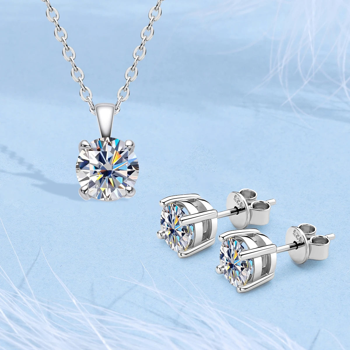 Elegant 6.5mm 1CT Moissanite Diamond Jewelry Set With GRA Certificate