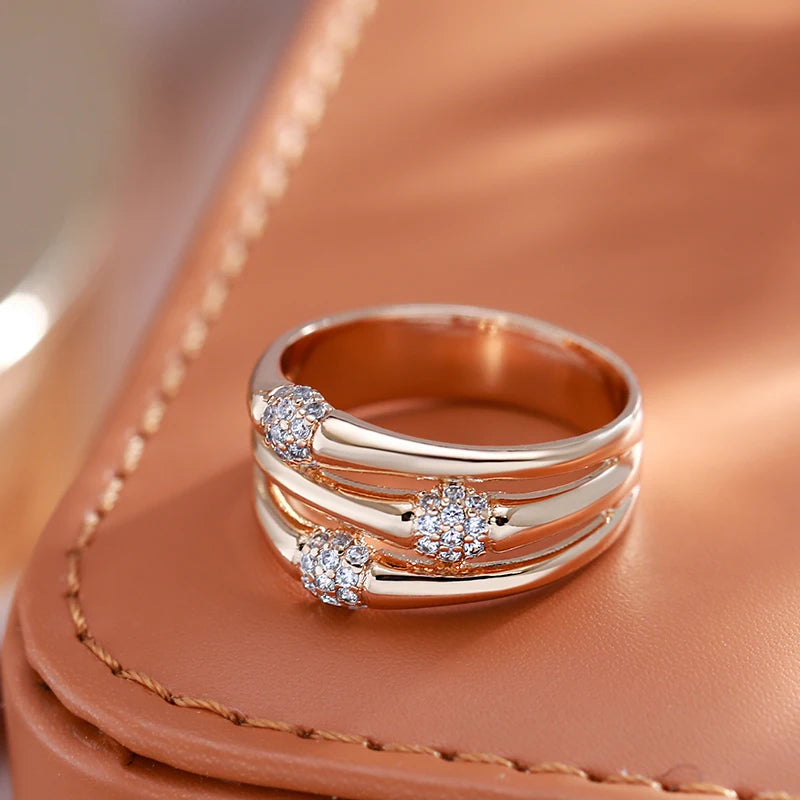 Rose Gold Color Wide Band Fashion Ring