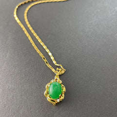 24k Gold Plated Emerald Pendant Necklace