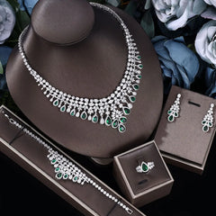 2024 Zircon Bridal Necklace Earrings 4-Piece Set