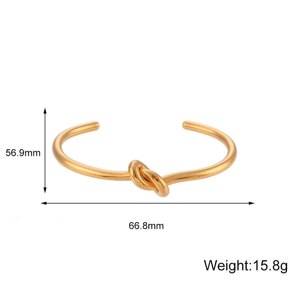 Minimalist 18K Gold Plated Knot Cuff Bangle Bracelet