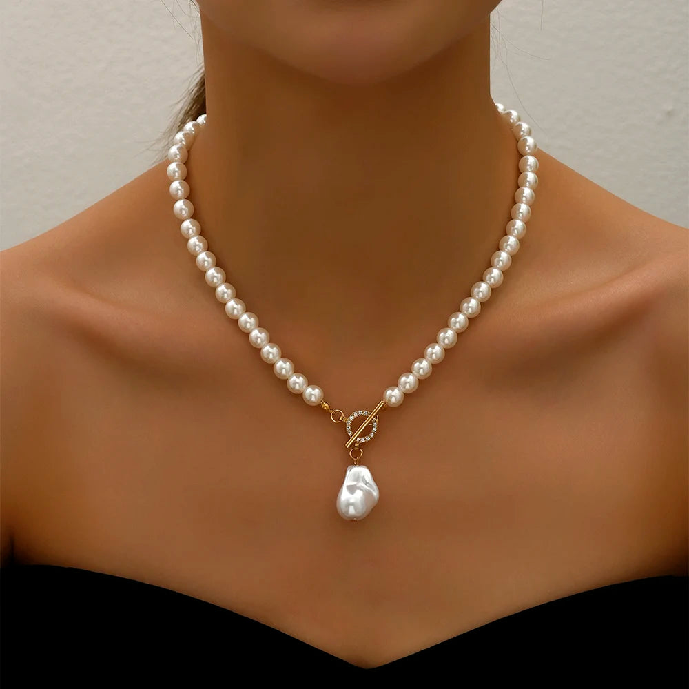 Trend Elegant Wedding Pearl Crystal Pendant Necklace