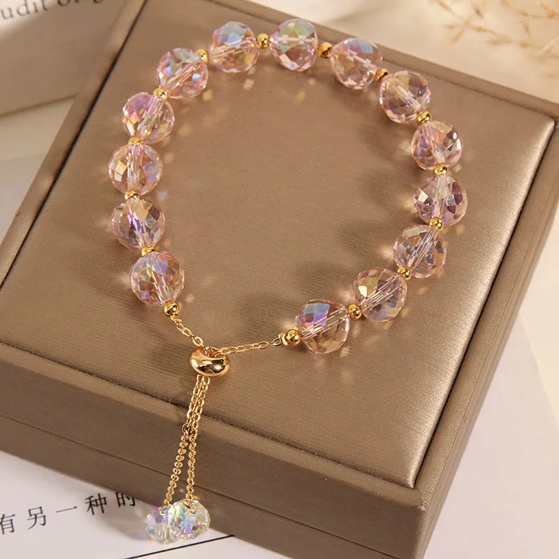 New Shiny Stone Beads Rope Chain Strand Bracelets for Women