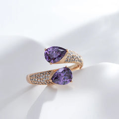 Vintage Luxury Purple Natural Zircon Open Ring