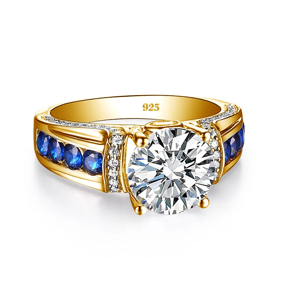 Sophisticated Moissanite and Sapphire Ring