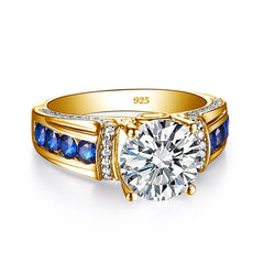 Sophisticated Moissanite and Sapphire Ring