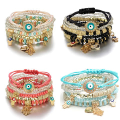 6Pcs/set Bohemian Evil Eye Bracelet Set For Women