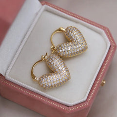 2024 French Gold-Plated 'Love' Hoop Earrings for Women