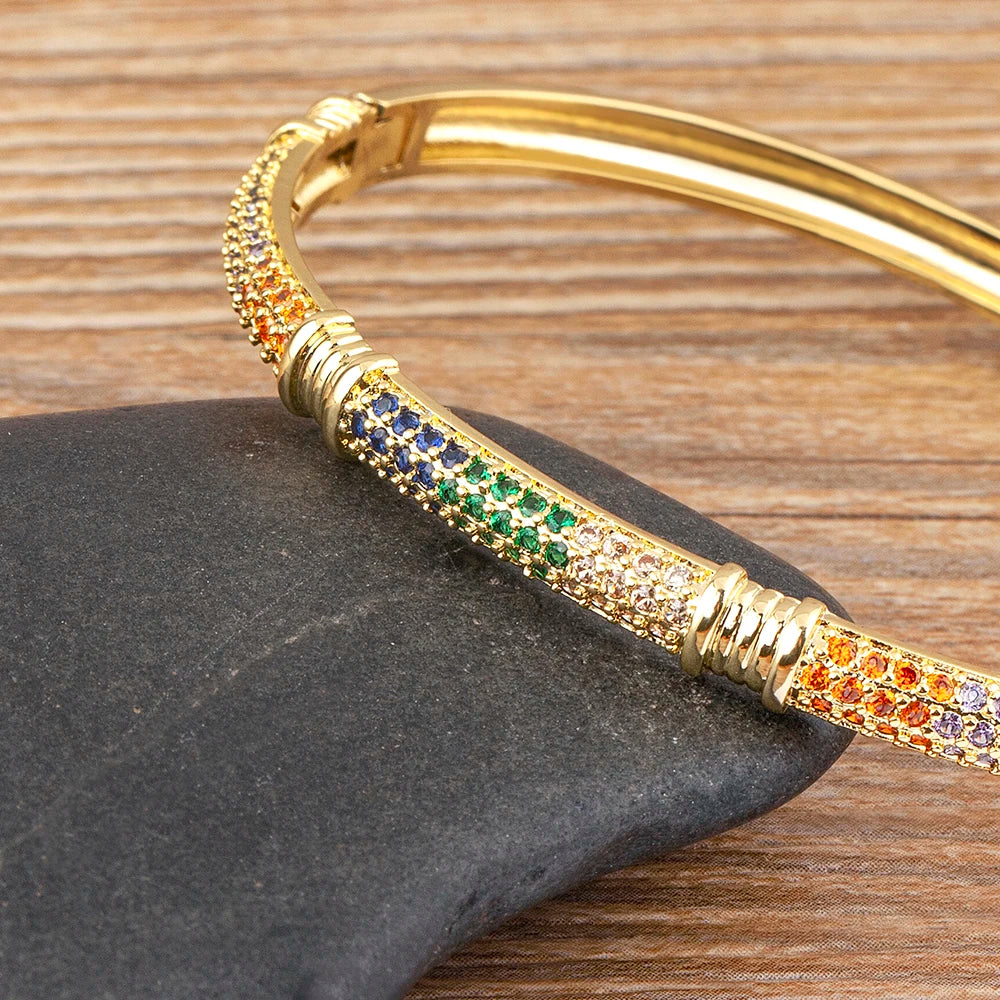 Luxury Colorful Zircon Bangle For Woman