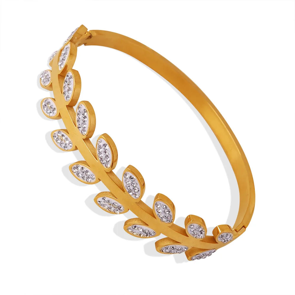 Round Circle Clover Bangles Bracelet for Women