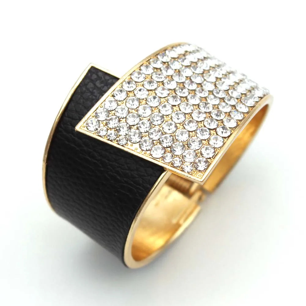 Chic Geometric Crystal Cuff Bracelet