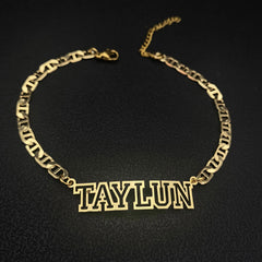 Custom Name 18K Gold  Bracelet with Flat Chain