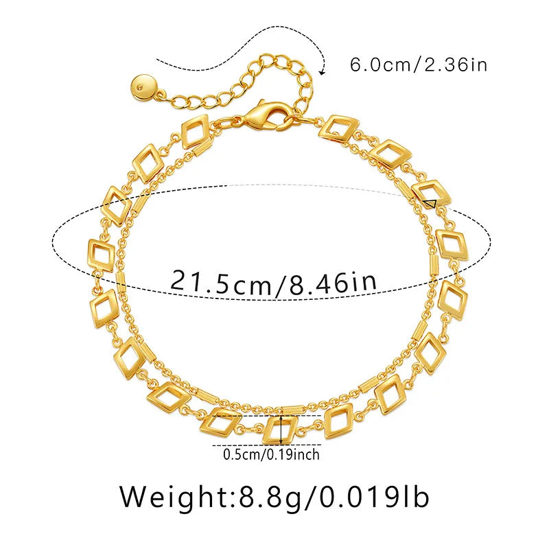 Simple 18K Gold Plated Metal Link Chain Anklet