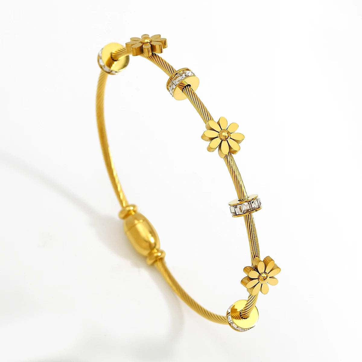 40873682862145Trendy Heart Love Stars Dice Charm 18k Gold Plated Bangles for Women