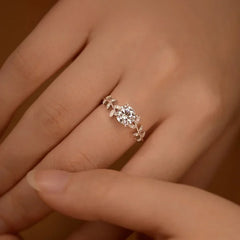 1 Carat Leaf Moissanite Engagement Ring for Women