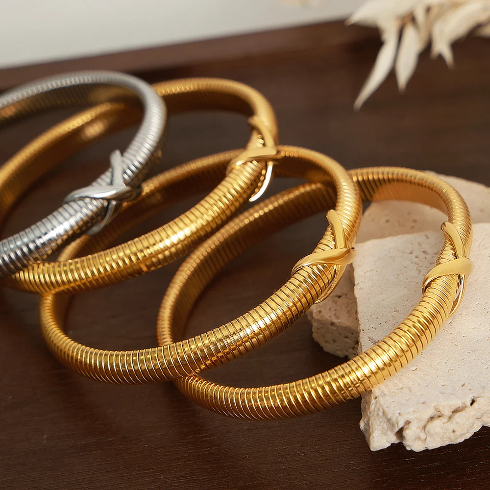 Antique Gold-Plated Stainless Steel Cuff Bangles