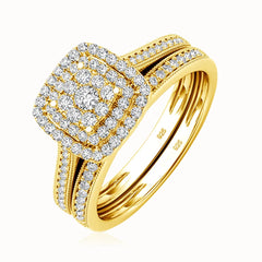 Gold Plated Sterling Silver Rings with Synthetic Diamonds