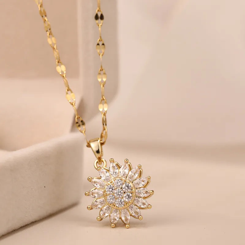 Sophisticated Sunflower Pendant Necklace