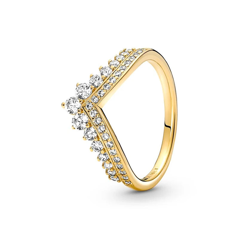 Zircon Sparkling Princess Wishbone Heart Ring