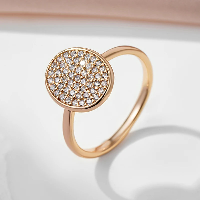 Elegant Vintage Rose Gold Copper Ring with Natural Zircon