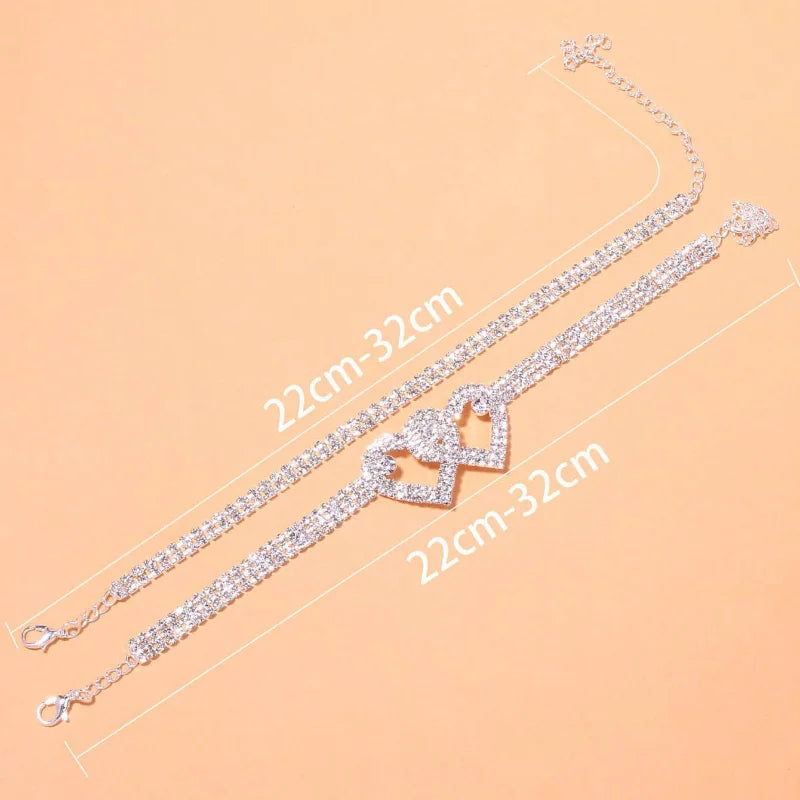 Charming Cubic Zirconia Heart Anklet