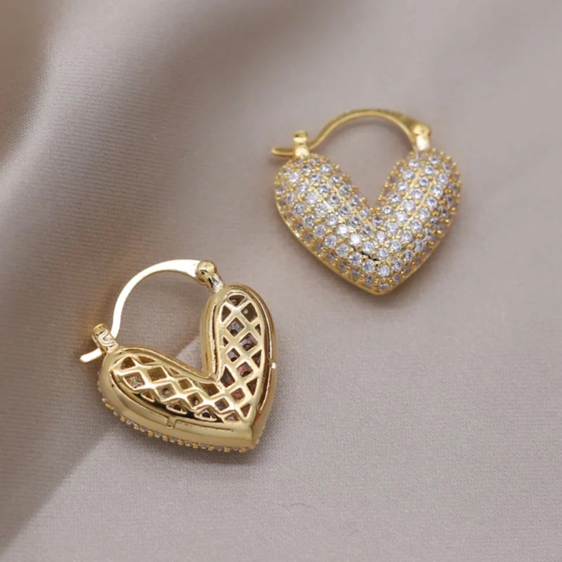 2024 French Gold-Plated 'Love' Hoop Earrings for Women