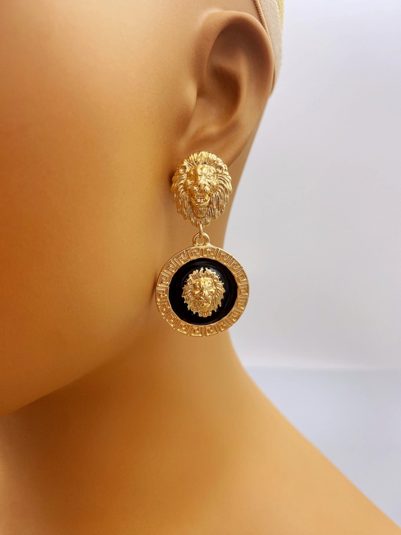 Bold Lion Head Stud Earrings for Women