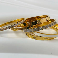  Customize New Waterproof Cubic 18K Gold Plated Zirconia Bangles