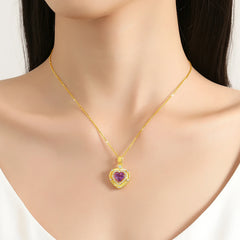 Heart-Shaped Amethyst Pendant Necklace