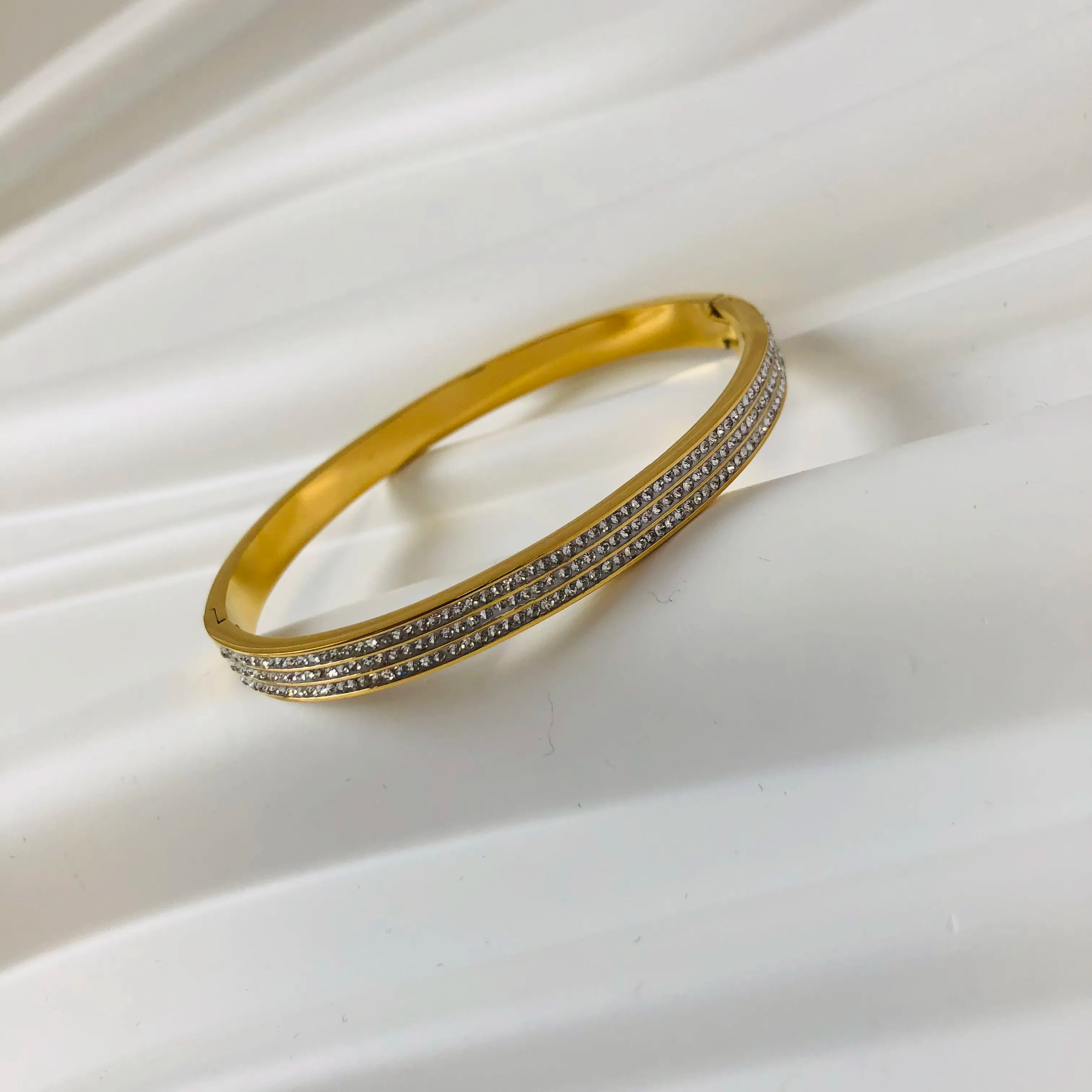 Chic 18K Gold-Plated Zirconia Bangles