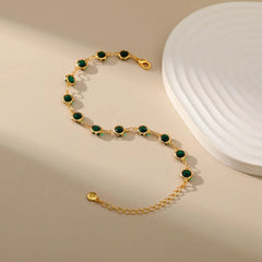 18k Gold Plated Dark Green Zircon Bracelet