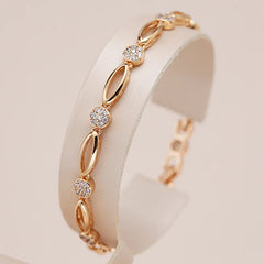 Trendy 585 Rose Gold Color Chain Bracelet with Natural Zircon