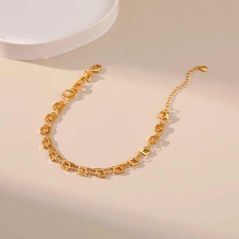 Simple 18K Gold Plated Metal Link Chain Anklet