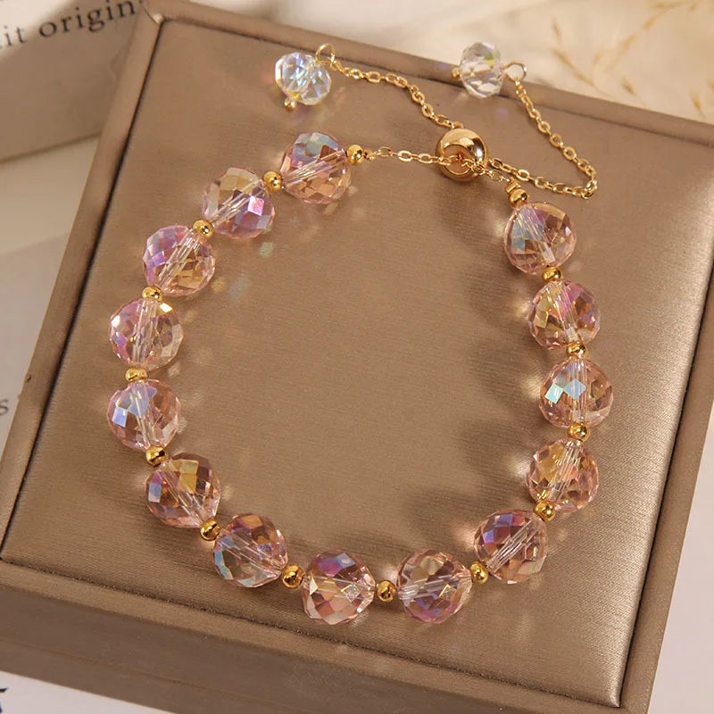 New Shiny Stone Beads Rope Chain Strand Bracelets for Women