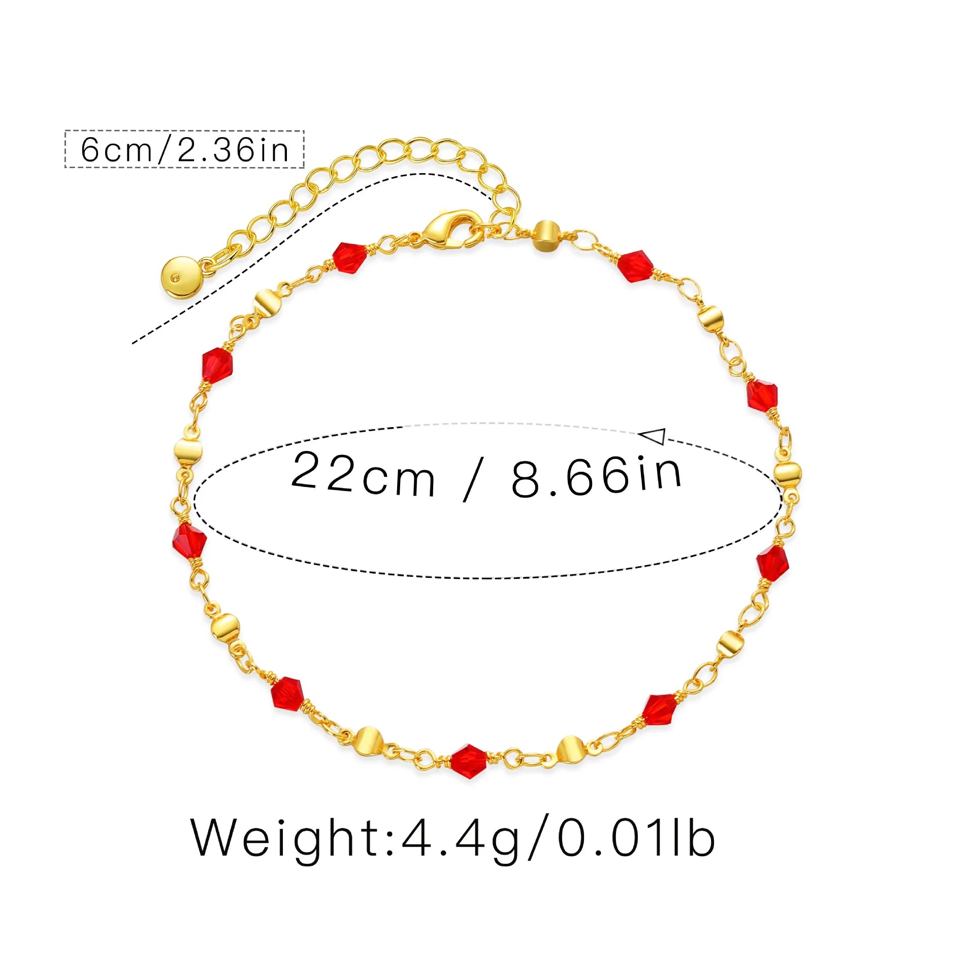 Ethnic Style 18K Gold Plated Anklets with Red Beads