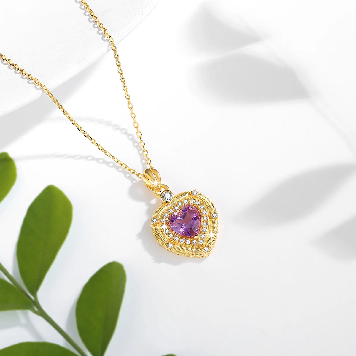 Heart-Shaped Amethyst Pendant Necklace