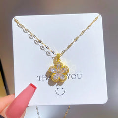 Zirconia Flower Pendant Clavicle Chain Necklace