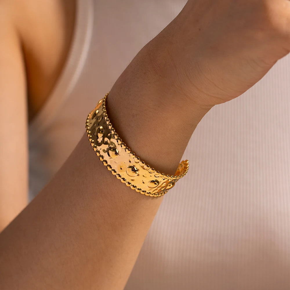 18K Gold-Plated Chunky Snake Chain Cuff Bracelet