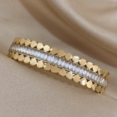 Stainless Steel Bangle with Zircon Accents