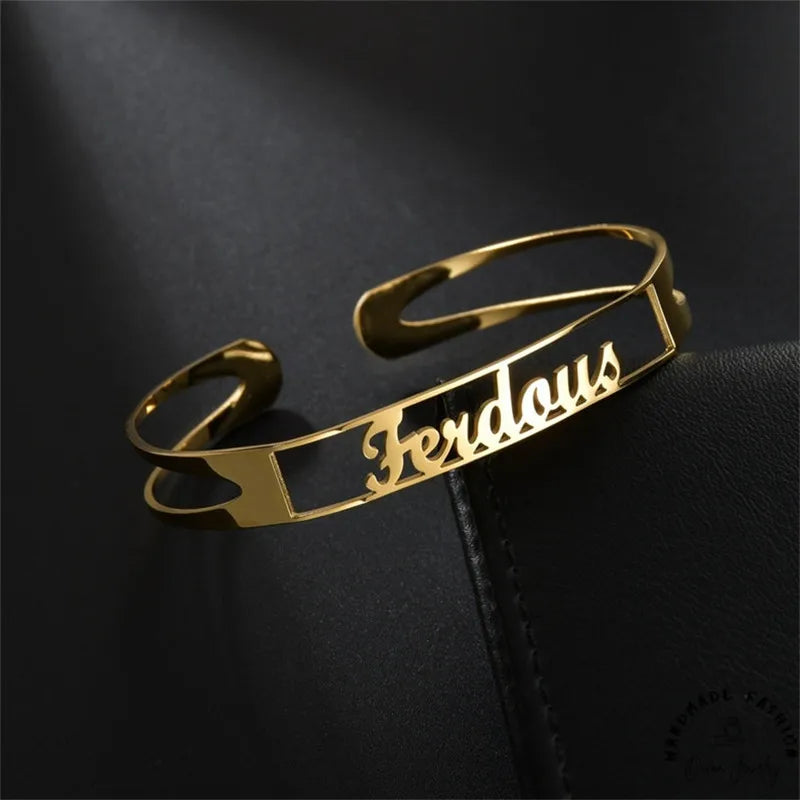 18k Gold Custom Engraved Numeral Name Message Bracelet